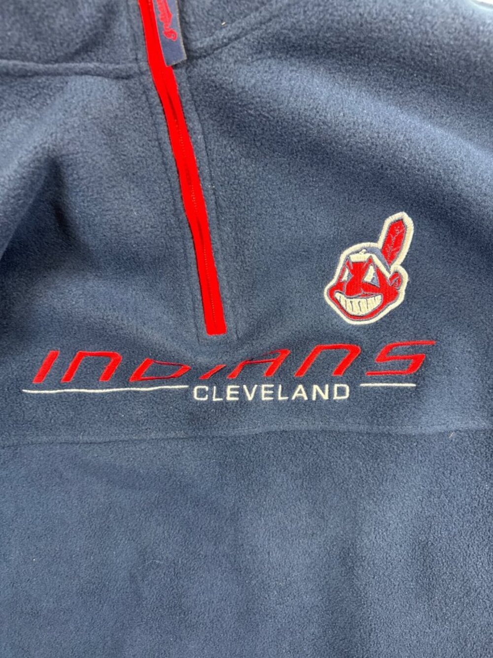 VTG Cleveland Indians Chief Wahoo 1/4 Zip Fleece Sweatshirt Pullover Men’s L - Picture 3 of 12